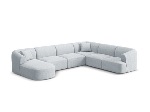 Cosmopolitan Design Modulaire panoramische hoekbank rechts Campi 7-zits, structurele stof lichtgrijs - 255x330x70cm