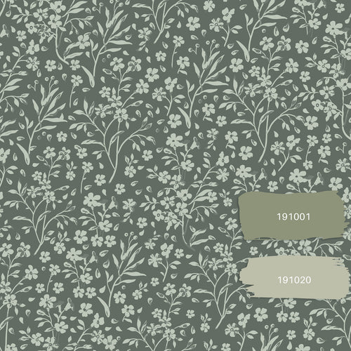 ESTAhome behang bloemetjes vergrijsd groen - 53 cm x 10.05 m - 139878 - vtwonen shop