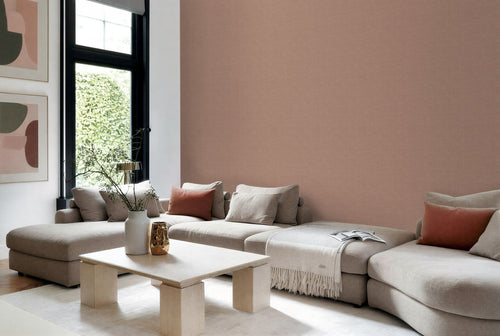 Origin Wallcoverings behang linnenstructuur terracotta - 53 cm x 10.05 m - 348013