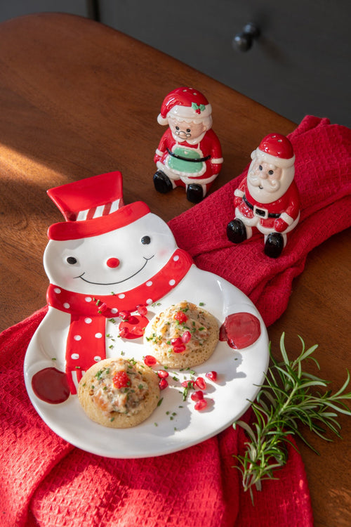 J-Line Peper-en-zoutstel kerstman - steengoed - kerstrood/wit