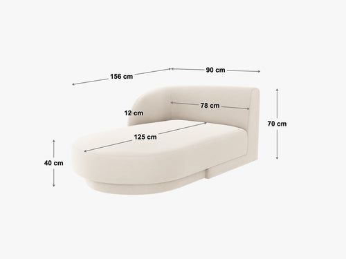 Micadoni - Rechter chaise longue "Miley" 2 zitplaatsen, boucle donkerblauw - 156x90x70cm
