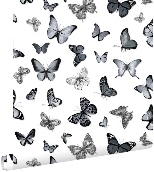 ESTAhome behang vlinders zwart en wit - 53 cm x 10.05 m - 138512