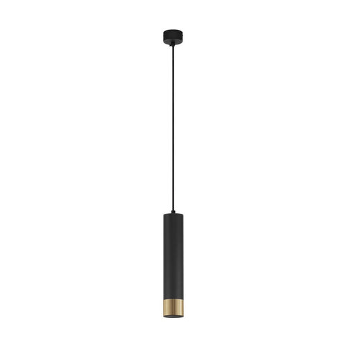 Nova Luce PICTO Hoge, slanke hanglamp voor aan het plafond, zandkleurig zwart, goudkleurige GU10 fitting, 1x10W