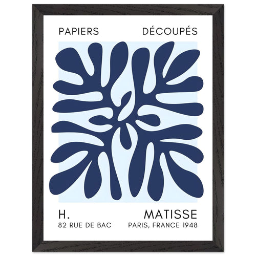 Artfulprints Poster met Lijst Matisse - Deep ocean navy blue I   - 30x40 cm - Blauw