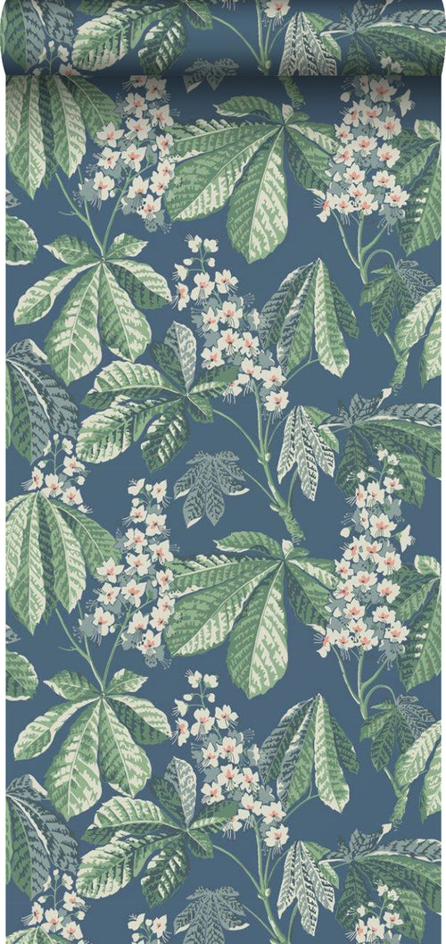 Borastapeter behang bladeren vergrijsd blauw - 53 cm x 10.05 m - 660406 - vtwonen shop