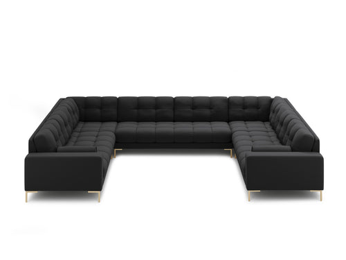 Cosmopolitan Design Panoramische bank Bali 9-zits, structurele stof, donkergrijs - 256x327x75cm