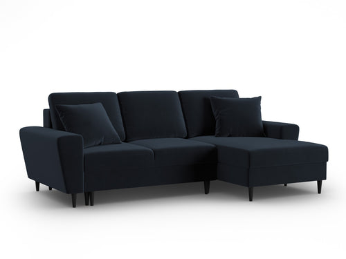 Cosmopolitan Design Converteerbare hoekbank rechts met opbergdoos Kyoto 4-zits, flueel donkerblauw - 145x241x88cm