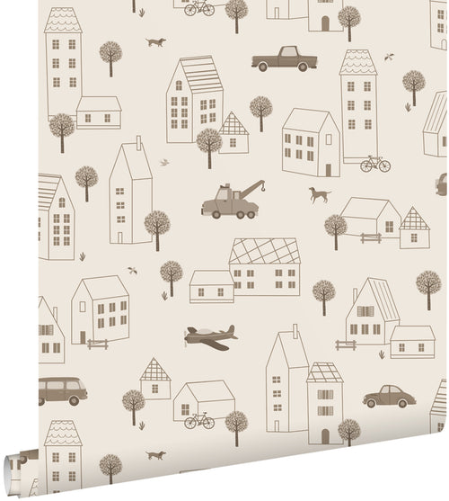 ESTAhome behang voertuigen beige bruin - 50 x 900 cm - 131824