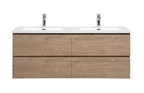 Badplaats Badkamermeubel Set Angela 140 cm – Kastanje Eiken – Badmeubel met Wastafel