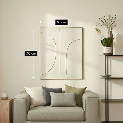 Mica Decorations Wanddecoratie - Wandpaneel Abstracte Kunst 100 x 80 x 3,5 cm - Woondecoratie voor Woonkamer of Slaapkamer - Beige