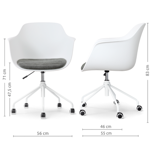 Nolon Nout-Liz eetkamerstoel wit met zeegrijs zitkussen - wit onderstel