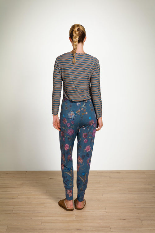 Pip Studio - Trice Pyjama t-shirt - Lange mouw Dames - Stripe - Blauw - L
