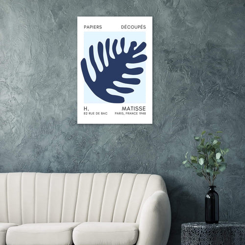Artfulprints  Matisse – Coral bloom navy blue I   poster A4 21x29.7 cm - vtwonen shop