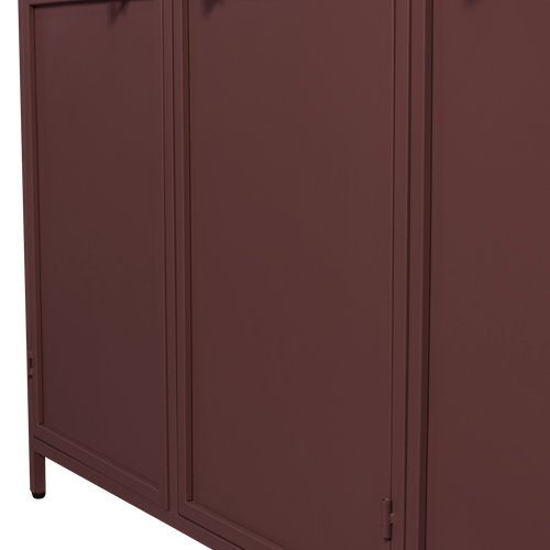 WOOOD xl 3-deurs vitrinekast Exhibit - Metaal - Bordeauxrood - 200x140x42