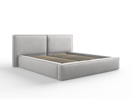 Micadoni Opbergbed met hoofdeinde Jodie 180x200cm, structurele stof, lichtgrijs - 228x234x108cm