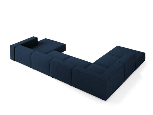Cosmopolitan Design Panoramische hoekbank links Arendal 7-zits, chenille met ribbeleffect, koningsblauw - 262x364x70cm