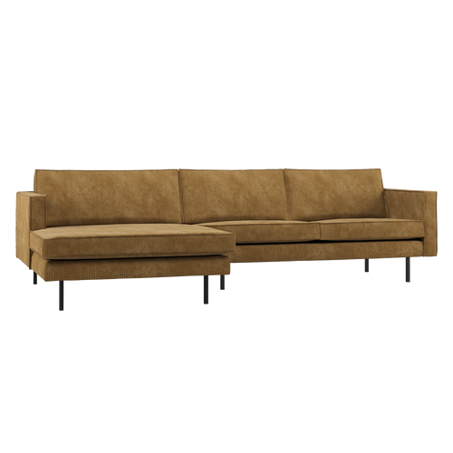 WOOOD chaise longue bank links Rodeo - Ribstof - Honinggeel - 85x300x155 - vtwonen shop