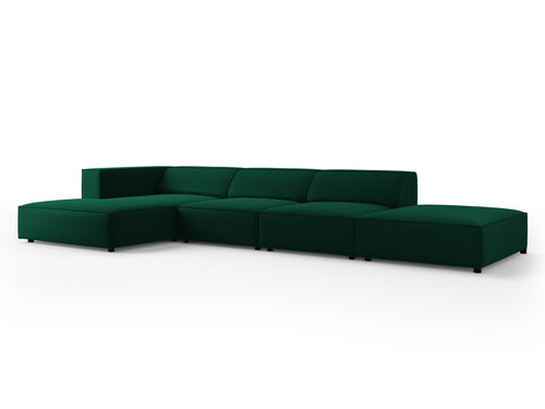 Cosmopolitan Design linker hoekbank Arendal 5-zits, flueel, flessengroen - 166x341x70cm