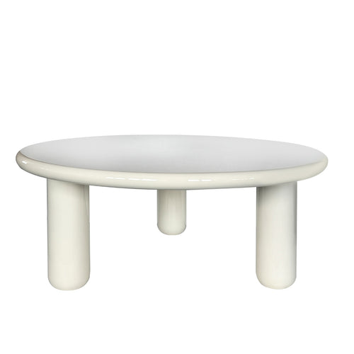 DÉJA Living Salontafel Jelsa - Rond Crème Glossy MDF - 90x90x35cm - vtwonen shop
