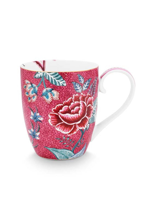 Pip Studio Flower Festival Mokken - Servies - Set van 4 Kopjes - Donkerroze - 450ml - vtwonen shop