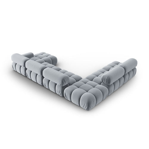 Cosmopolitan Design - Modulaire panoramische hoekbank links Cortina 7-zits, flueel lichtblauw - 282x376x70cm
