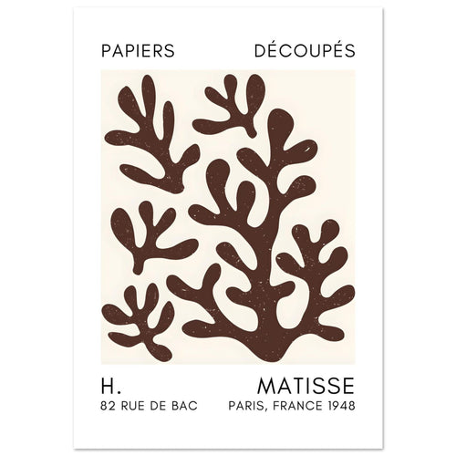 Artfulprints  Matisse – Coral shadows brown   poster A4 21x29.7 cm - vtwonen shop
