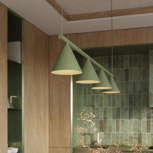 Sollux Lighting Kroonluchter NOX 4L olijfgroen - 122x14x215cm
