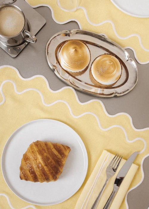 Kulu Club placemats Wavy - linnenmix - geel - set van 2 - vtwonen shop