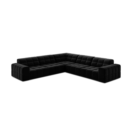 Cosmopolitan Design - Symmetrische hoekbank Chicago 4-zits, flueel zwart - 285x285x78cm
