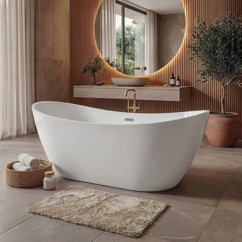 Badplaats Ligbad Alegre 170 x 78 x 68 cm cm – Vrijstaand Bad – Hoogglans wit