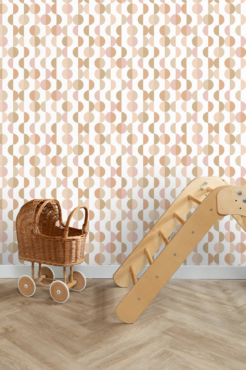 ESTAhome behang grafisch motief terracotta, roze en beige - 50 x 900 cm - 139621 - vtwonen shop