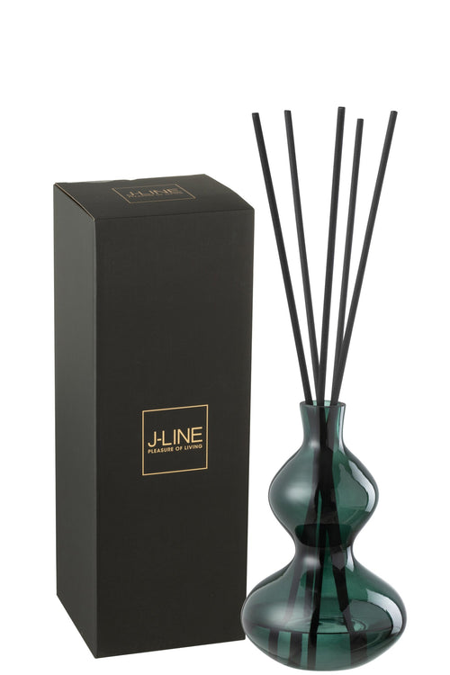 J-Line geurstokjes Cedar Breeze - glas - donkergroen - small