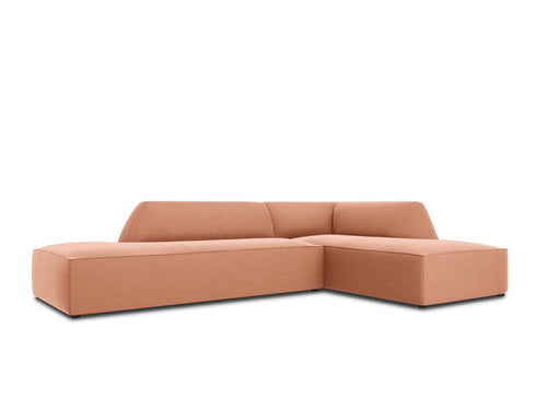 Micadoni rechter hoekbank Ruby 4-zits, flueel, roze - 180x273x69cm
