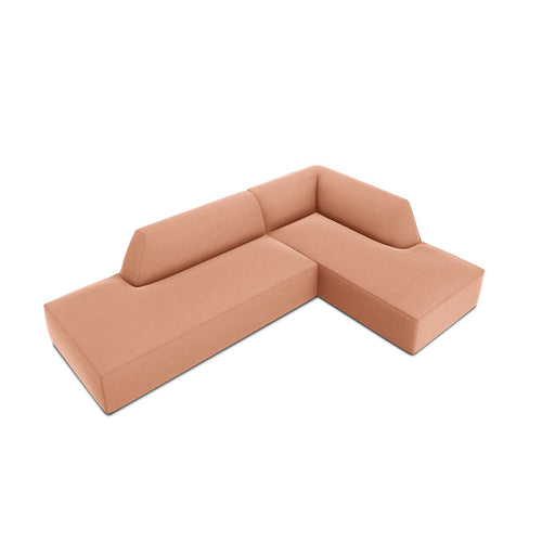 Cosmopolitan Design - Modulaire hoekbank rechts Siena 4-zits, flueel roze - 180x273x69cm