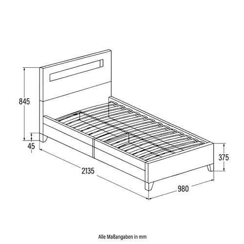 Home Deluxe LED bed NUBE zwart 90 x 200 cm