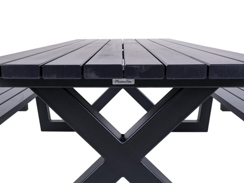 MaximaVida picknicktafel New York 200 cm blackwash - metalen onderstel - vtwonen shop