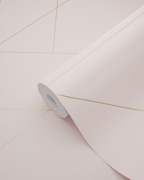 ESTAhome behang grafische lijnen zacht roze en goud - 53 cm x 10.05 m - 139211