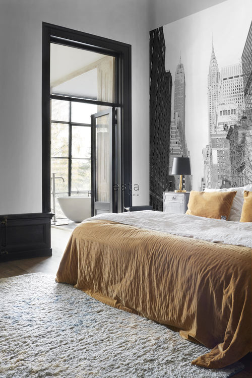 ESTAhome fotobehang New York street view zwart en wit - 186 x 279 cm - 157706 - vtwonen shop