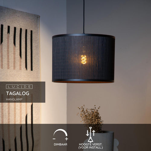 Lucide hanglamp TAGALOG - 1xE27 - Zwart - vtwonen shop