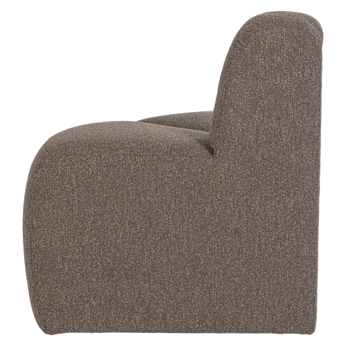 WOOOD eetbank hoek rond rugleuning Mojo - Bouclé - Bruin Melange - 83x100x74
