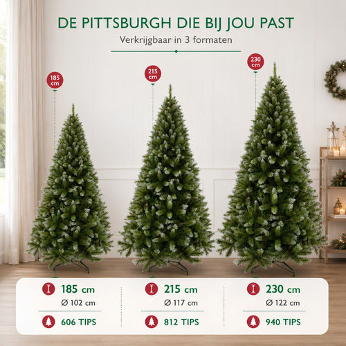 Triumph Tree Pittsburgh Kerstboom - Wit Berijpte Takken met Volle Uitstraling - Kerstversiering voor Binnen - Kunstboom met 940 Takken en Stevige