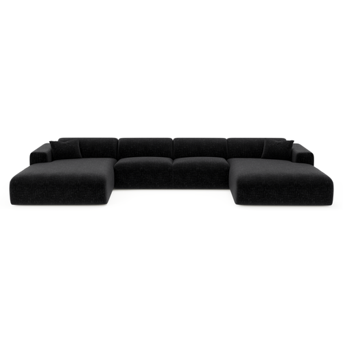 Sia Home - Panoramische bank MYRA - getextureerd fluweel donker antraciet 356cm