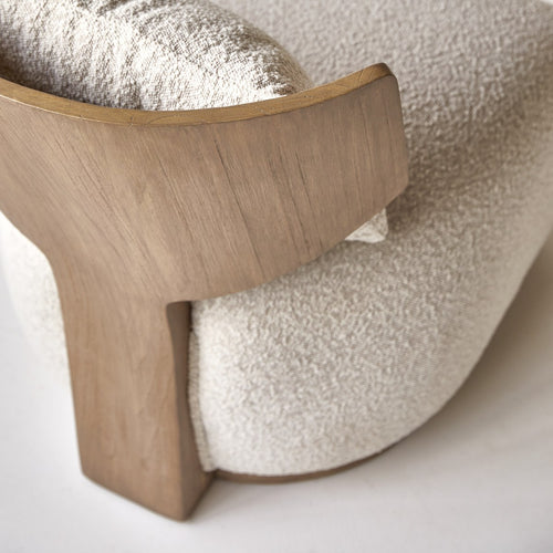 Tikamoon Fauteuil in massief mindihout en ecru stof - Beige