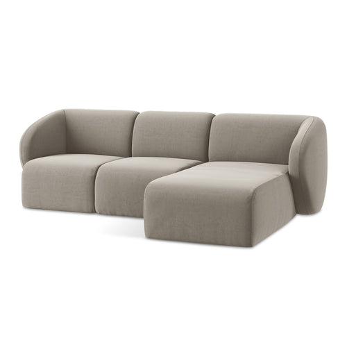 LaMiaSofa hoekbank rechts Cervo - velours - taupe - 248x166x78