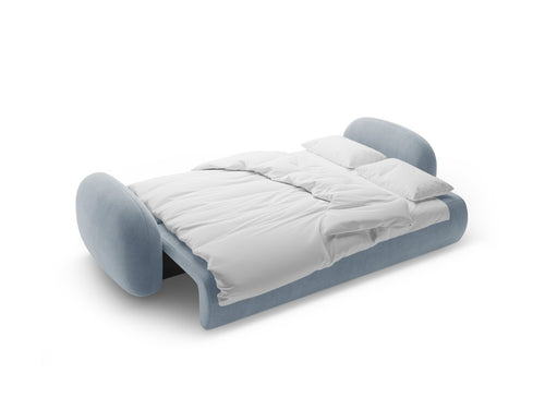 Cosmopolitan Design Slaapbank met opbergdoos Tonale 3-zits, flueel blauw grijs - 105x262x88cm