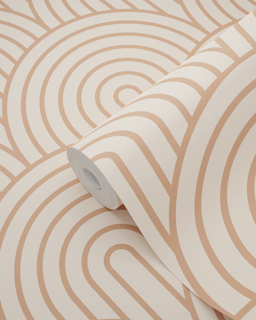 ESTAhome behang art deco bogen bruin en beige - 50 x 900 cm - 131767