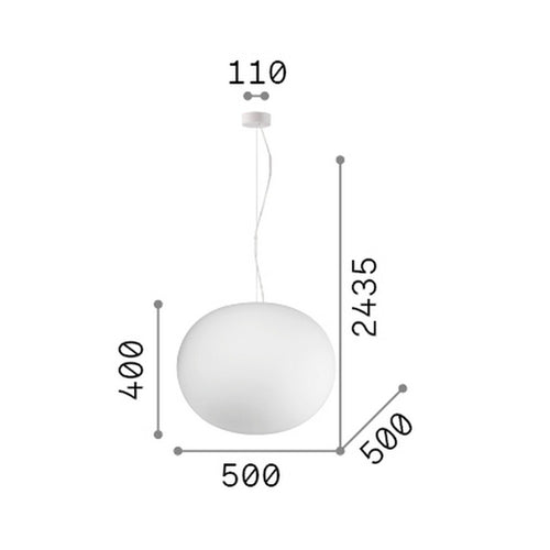 Ideal Lux COTTON 50 cm bolvormige hanglamp voor plafond, wit, 1x E27 fitting