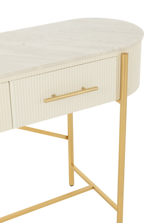 J-Line console Marmer - hout/metaal - wit/goud
