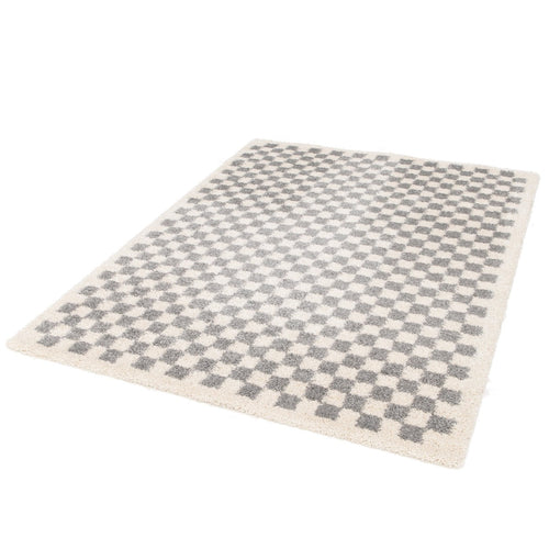 AFK Living vloerkleed Checkers - shaggy - grijs - 80 x 150 cm