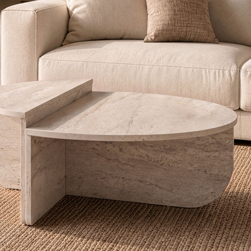 Calicosy - ORION Set van 2 salontafels - Licht hout - 90x90x35 cm